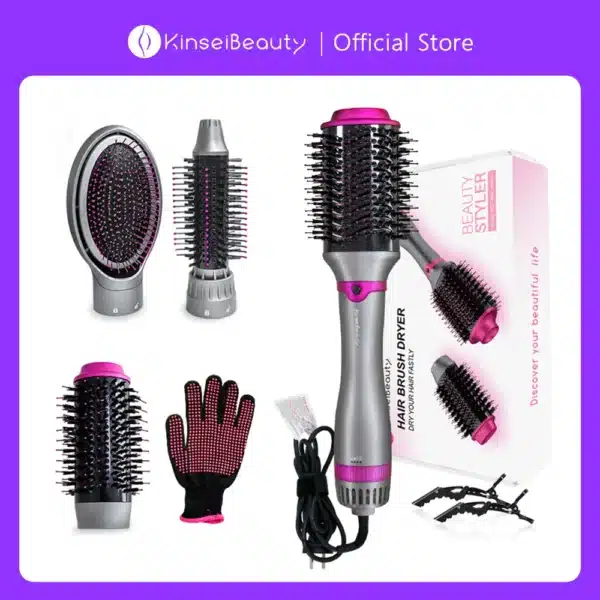 1200W Hair Dryer Hot Air Brush Styler Replaceable Head Straightener Curler Comb Roller One Step Electric Ion Blow Dryer Brush 1