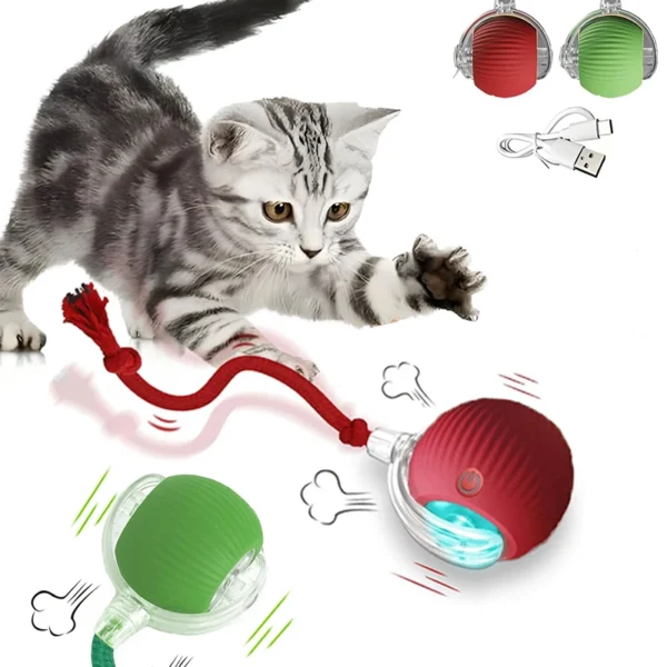 Cat Interactive Ball Toy , Automatic Rolling Cat Ball Rechargeable, Intelligent Cat Toys, Motion Activated Teasing Ball for Cat 4