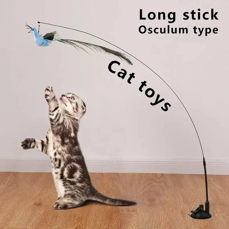 Simulation Bird Cat Toys Funny Interactive Peacock with Bell Cat Stick Toy for Kitten Playing Teaser Wand Toys Pet Cats Supplies 1