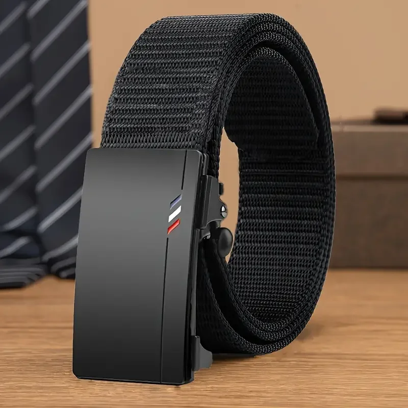 Men's Belt Outdoor Leisure Sports Belt Toothless Quick Release Automatic Buckle Quality Black Belt 1