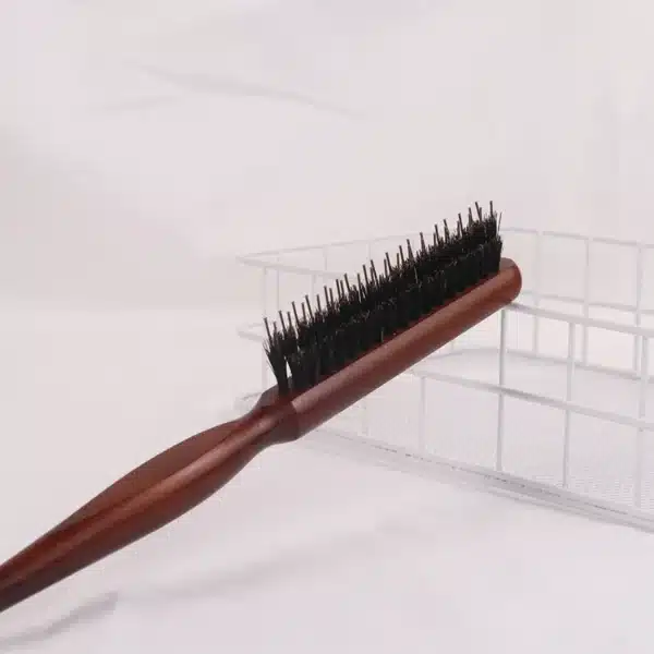 1 professional salon fluffy comb with wooden handle, anti-static back tearing hair brush, scalp massage hairstyle styling tool 3