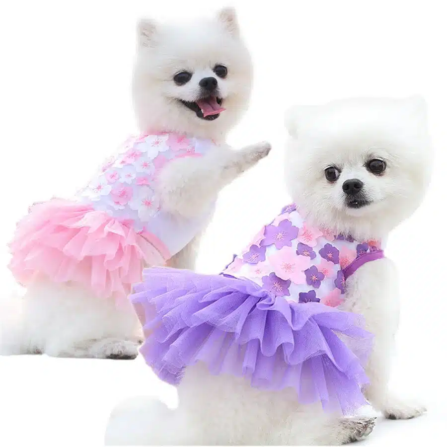 Floral Dog Dress for Small Breeds - Woven Polyester, Pullover Style, Breathable Pet Apparel for Dogs & Cats, Perfect for Toy & M 1