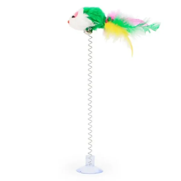Spring Cat Toy Interactive Suction Cup with Spring Mouse Feather Pet Toy Random Color Cat Accessories 6