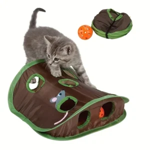 9-Hole Collapsible Cat Tunnel Toy - Interactive Hide and Seek Game, Feline Fun, Inspire Hunting Instinct 1