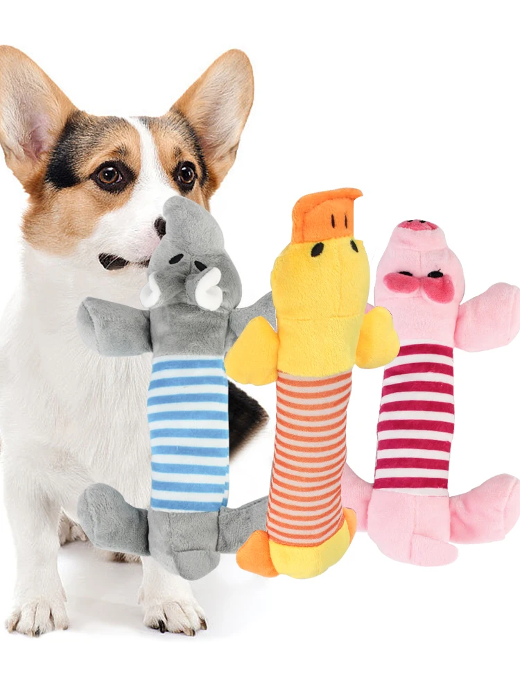 Fit for All Pets Dog Cat Fleece Toys Popular Squeak Chew Sound Dolls Elephant Duck Pig Pet Funny Plush Toys 1