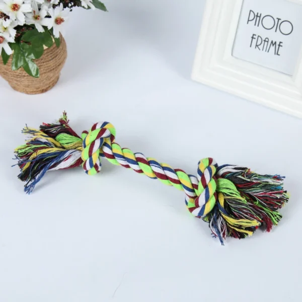 Random Color Pet Dog Toy Bite Rope Double Knot Cotton Rope Funny Cat Toy Bite Resistant and Sharp Teeth Pet Supplies Puppy Toys 3