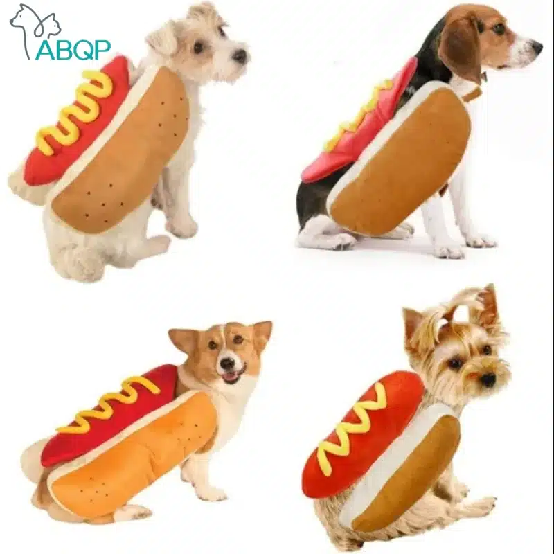 Dog Funny Halloween Costumes Hot Dog Shaped Dachshund Sausage Adjustable Clothes Pet Apparel Dressing Up Party Costume 1