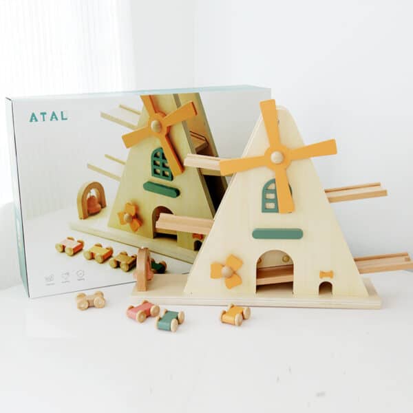 Baby Wooden Windmill Track Gliding Car Toy - Image 5