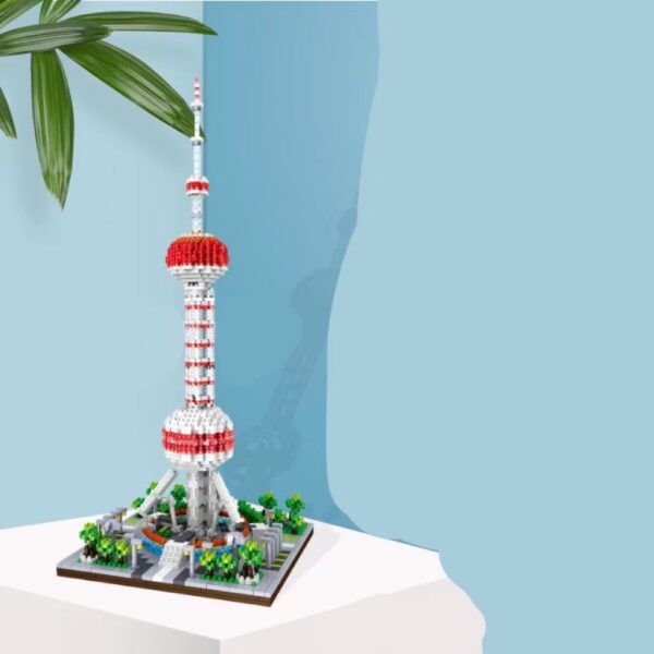 Pearl Tower Model Microparticle Assembling Building Blocks