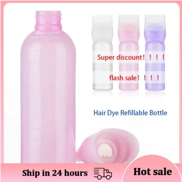 120ml Multicolor Plastic Hair Dye Refillable Bottle Applicator Comb Dispensing Salon Hair Coloring Hairdressing Styling Tool 1