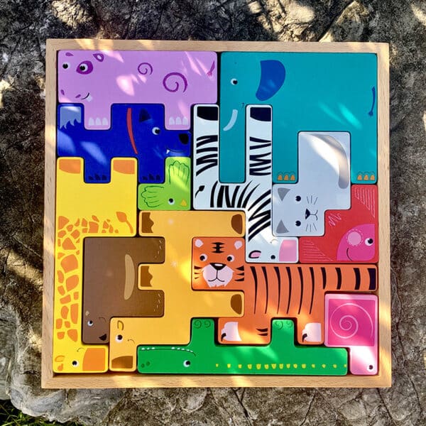 Wooden animal building block toys puzzle for children - Image 2
