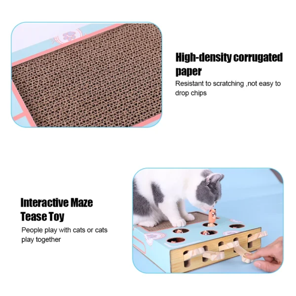 Cat Game Box Maze Interactive Educational Cat Hit Gophers Funny Cat Stick 3 in 1 Cat Toy Chase Hunt Mouse With Scratcher 5