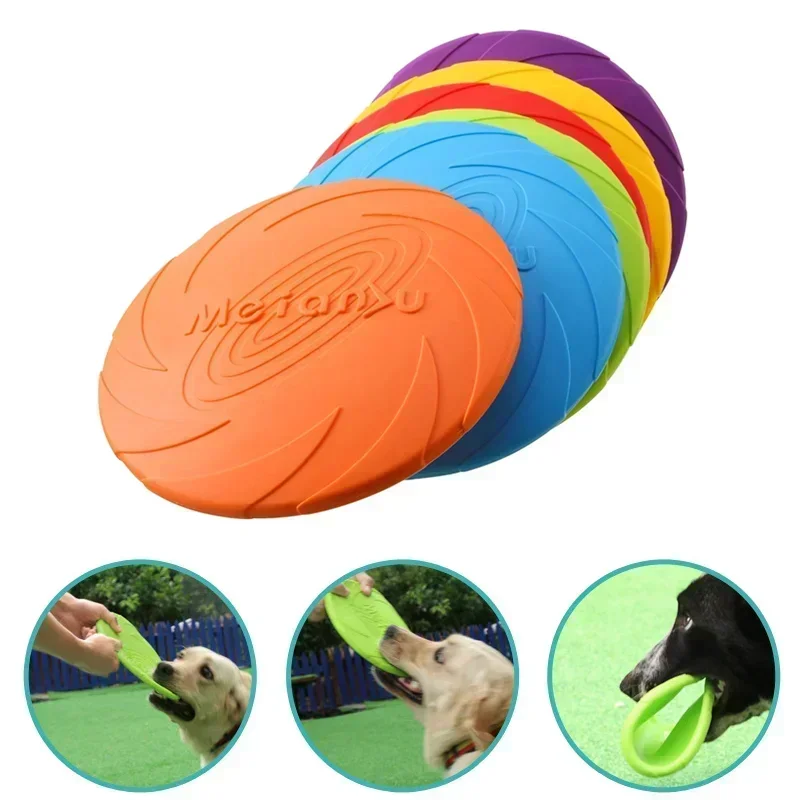 Multicolor Frisbeed Dog Toy  Fashion Pet Dog Silicone Game Flying Discs Trainning Interactive Toys Pet Supplies Flying Disc 1