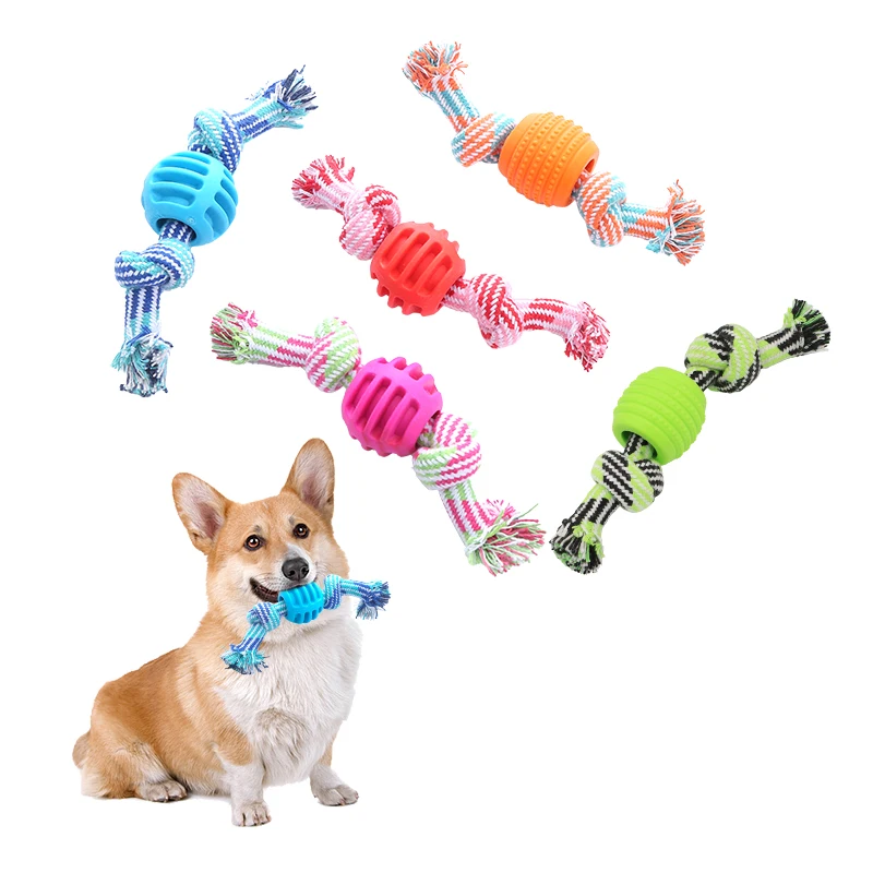 Pet dog toy Cotton rope double knot ball Bite resistant tooth cleaning toy ball pet supplies 1