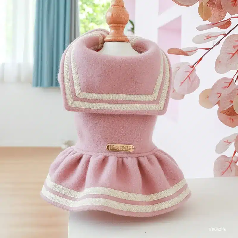 1PC Pet Apparel Cat Dog Autumn and Winter Thickened Warm Pink Gold Princess Dress Suitable for Small and Medium sized Dogs 1