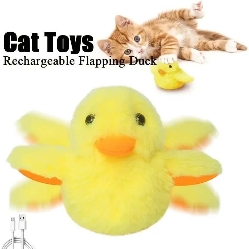 Flapping Duck Cat Toys Interactive Electric Bird Toys Washable Cat Plush Toys with Vibration Sensor Cats Game Toys Kitten 1