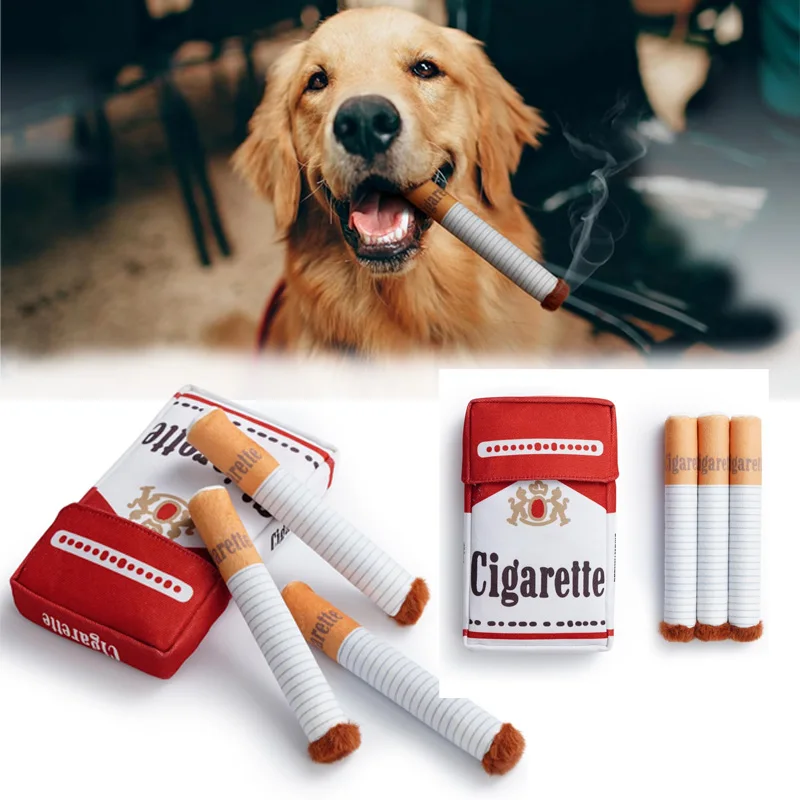 Funny Interactive Plush Dog Toys Creative Cigarette Interactive Giggles Dog Toys Funny Plush Chewing Toy Cigaret Box Pet Gifts 1