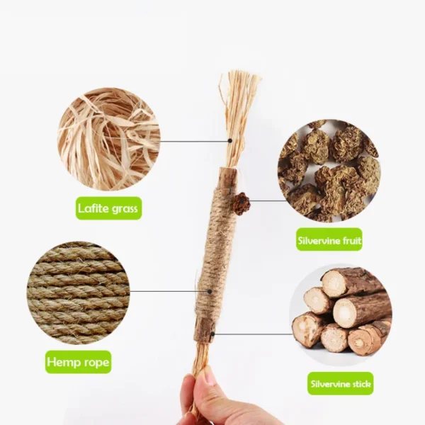 1 Pc Cat Toys Silvervine Chew Stick Polygonum Kitty Raffia Grass Pet Supplies Cleaning Teeth Stick Pet Bite Cat Toy Hemp Rope 4