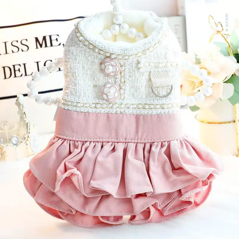 Pet Clothingsplit Lace Skirt Luxury Princess Wedding Puppy Costume Pomeranian Poodle Schnauzer Doggie Apparel Dresses 1