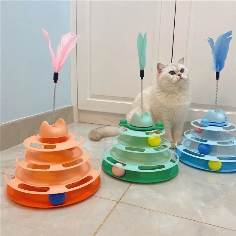 Funny Cat Pet Toy Cat Toys Intelligence Triple Play Disc Cat Toy Balls Ball Toys Pets Pink Blue Green Orange Pet Products 1