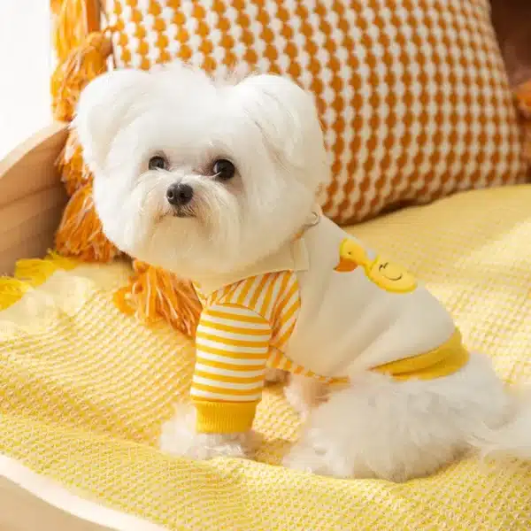 Cute Dog Hoodies 2025 Dog Clothes Thin Autumn Winter Dog Coat with D-Ring Striped Print Puppy Sweatshirt Cat Jacket Pet Apparel 5