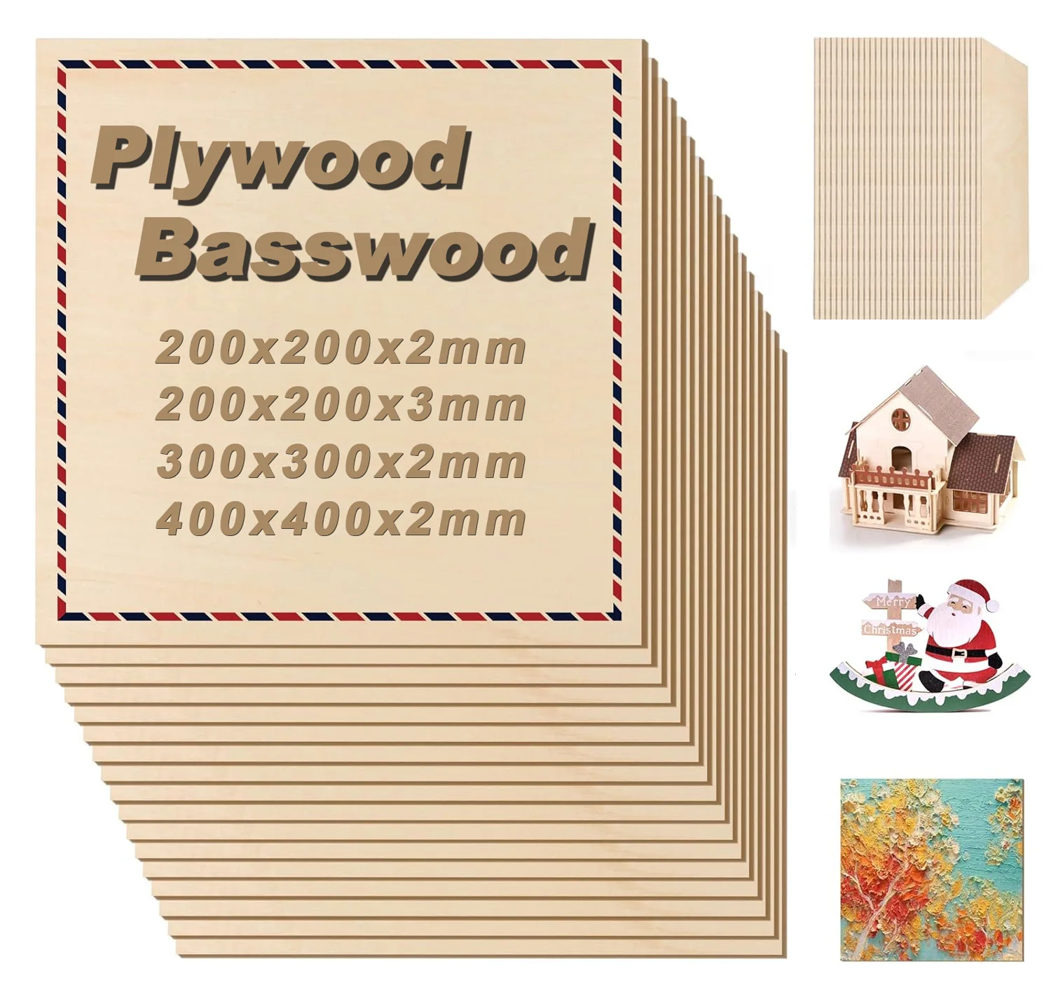 Basswood Sheets 200/300/400mm Plywood Board for Crafts DIY Architectural Models Making Wood Board for Laser Engraving Cutting 1