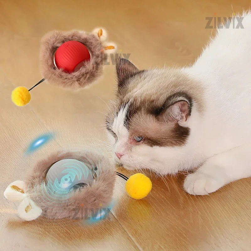 Electric Cat Ball Toys Automatic Rolling Ball Rechargeable Smart Pet Interactive Plush Toy Dog Cat Training Imitate Mouse 1