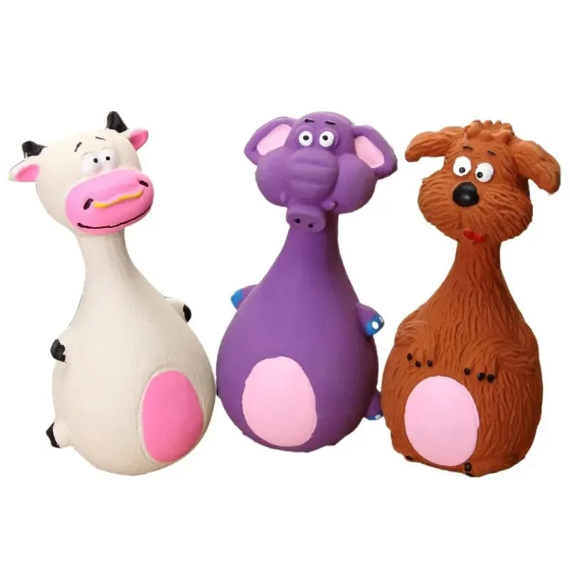 1 Piece Fat Bellied Cartoon Fun Bite Resistant Latex Sound Dog Toy Purple Elephant White Cow Brown Optional 1