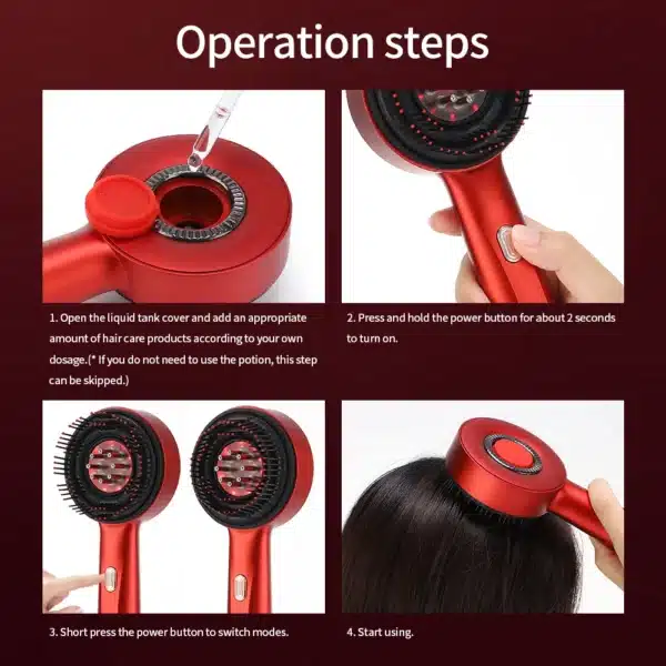 Electric Vibration Massage Comb Red Light Therapy Hair Growth Massage Scalp Brush Anti Hair Loss Liquid Oil Applicator Hair Care 6