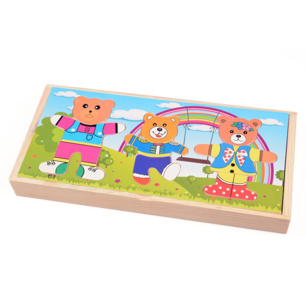 Children's wooden puzzle bear dressing