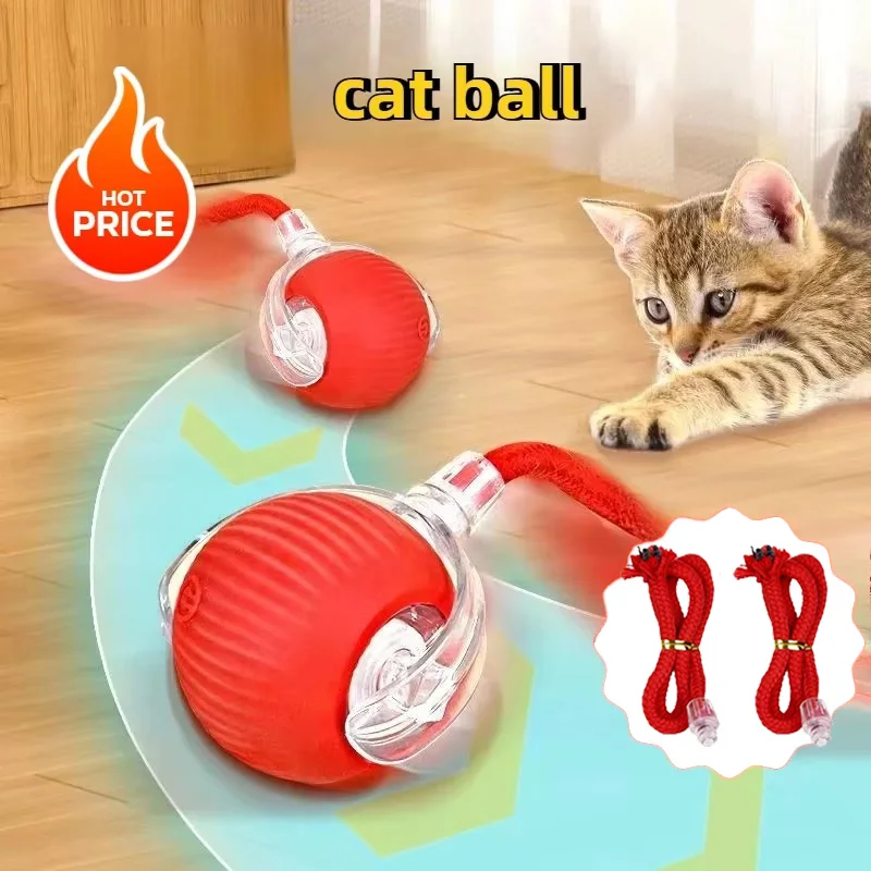 Cat Teaser Interactive Ball Toys Automatic Rolling Ball Faux Tail USB Rechargeable Smart Pet Toy Dog Cat Training Imitate Mouse 1