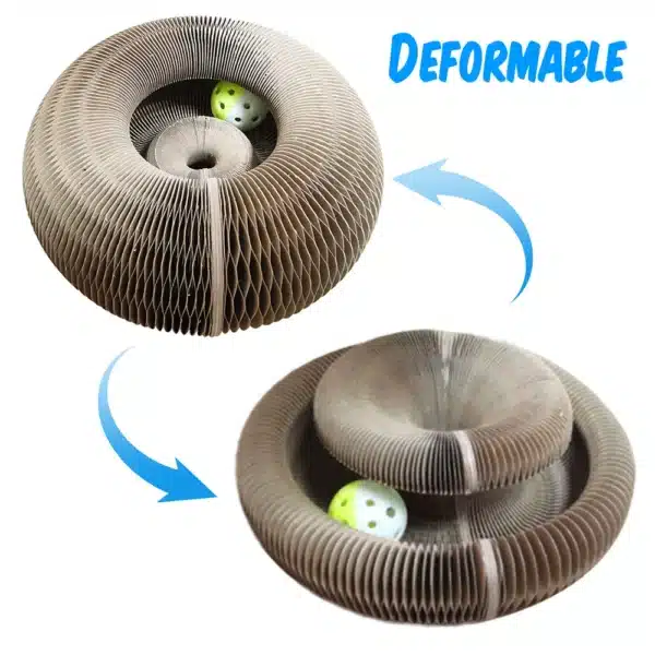 Magic Organ Foldable Cat Scratch Board Toy with Bell Cat Grinding Claw Cat Climbing Frame Round Corrugated Cats Interactive Toys 5