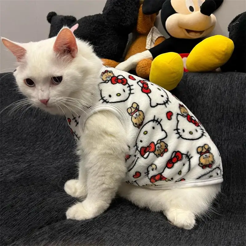 Winter Warm Pet Clothes For Cats Pullover Kawaii Hello Kitty Cat Sweater Costume  Mascotas Clothing Gatos Products For Animals 1