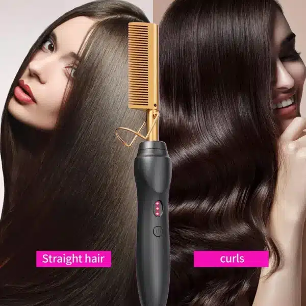 Hot Comb Hair Straightener Heat Pressing Combs Portable Ceramic Curling Iron for Hair Beard Wigs Wet and Dry Hair Styling Tools 6