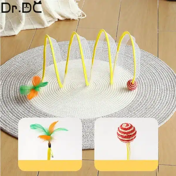 Dr.DC Cat Tunnel For Indoor Cats Collapsible Toy Coil Spiral Colorful Springs Cat Pet Crinkle Tunnels For Indoor Pet Supplies 5