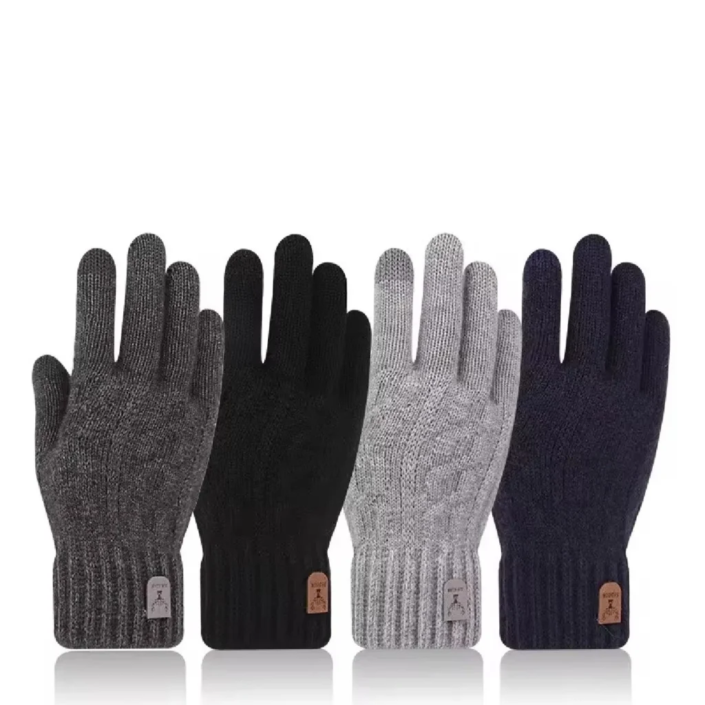 New Men's Warm Gloves Winter Touch Screen Plus Fleece Gloves Cold Warm Wool Knitted Gloves 1