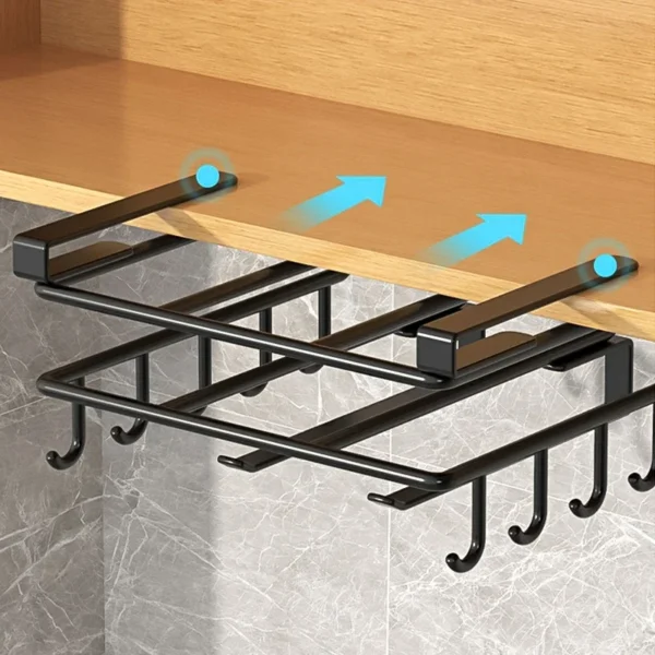 Kitchen Hanging Organizer Rack with Hooks Under Cupboard Paper Towel Rags Hanger Cutting Board Pot Cover Holder Storage Shelf 5