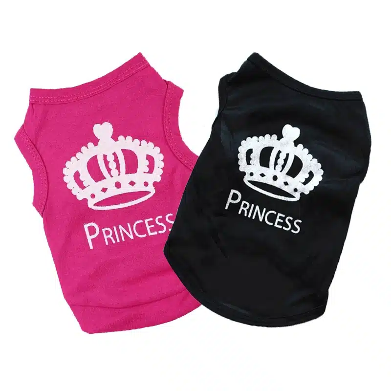 Dog Cat Shirt Puppy Vest with Crown Pattern Princess Clothing for Small Dogs,Puppy Tee Shirt Summer Clothes Tank Top Pet Apparel 1