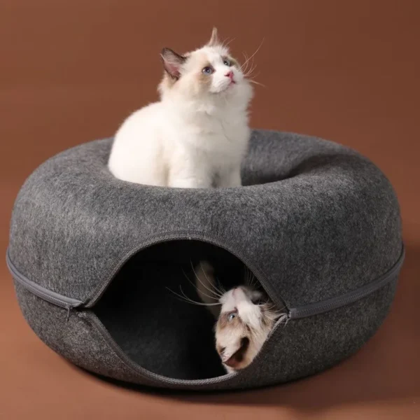 Donut Cat Bed Interactive Tunnel Pet Felt Indoor Toys Cats House Kitten Training Toy Cat Kennel Pets Supplies 3