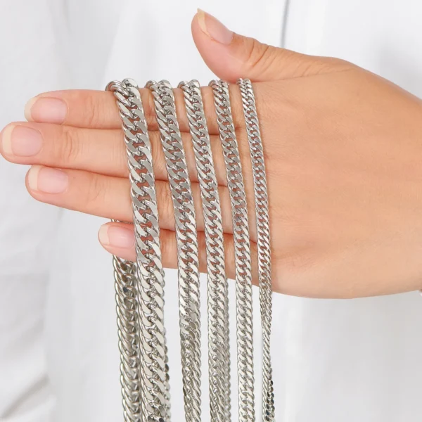 4.8mm/5.8mm/6.6mm/7.5mm/9.2mm Stainless Steel Cuban Link Chains Classic Men Boy Curb Chunky Necklace 14 to 30 Inches 6