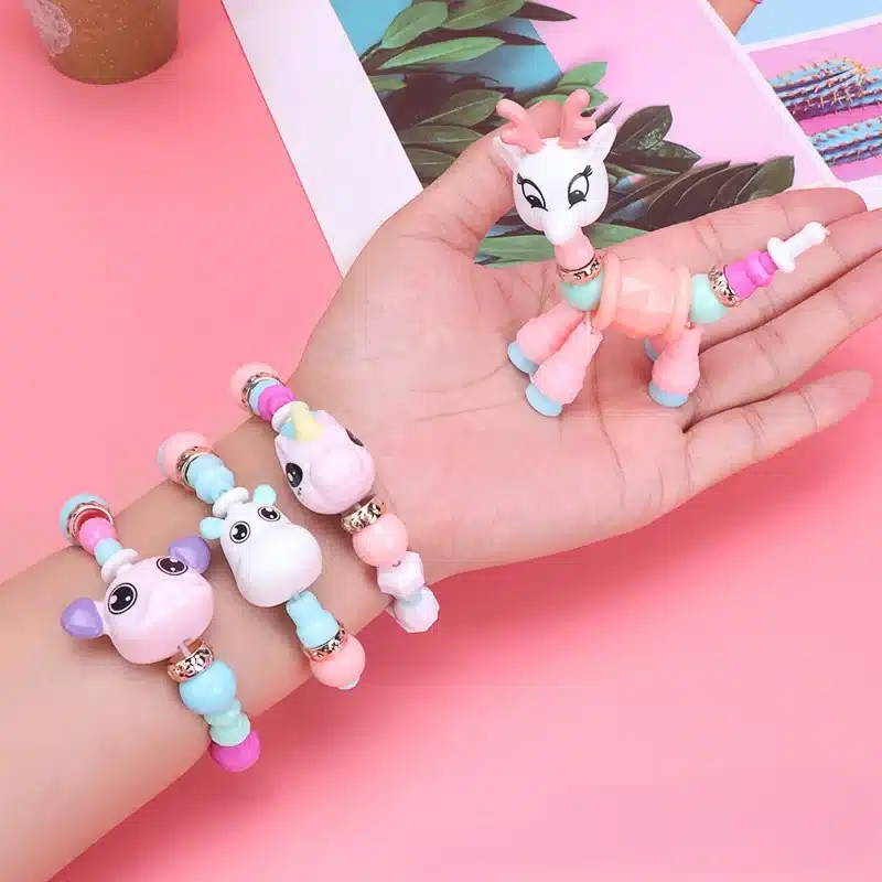 Funny Acrylic Animal Magic Bracelet Children's Surprise Birthday Gift DIY Deformation Pet Beads Bracelets Girls Party Favors Toy 1