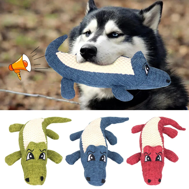 Pet Chew Toys Interactive Cartoon Animal Plush Alligator Shape Dog Sound Toy Gnawing Grinding Teeth Training Supplies 1