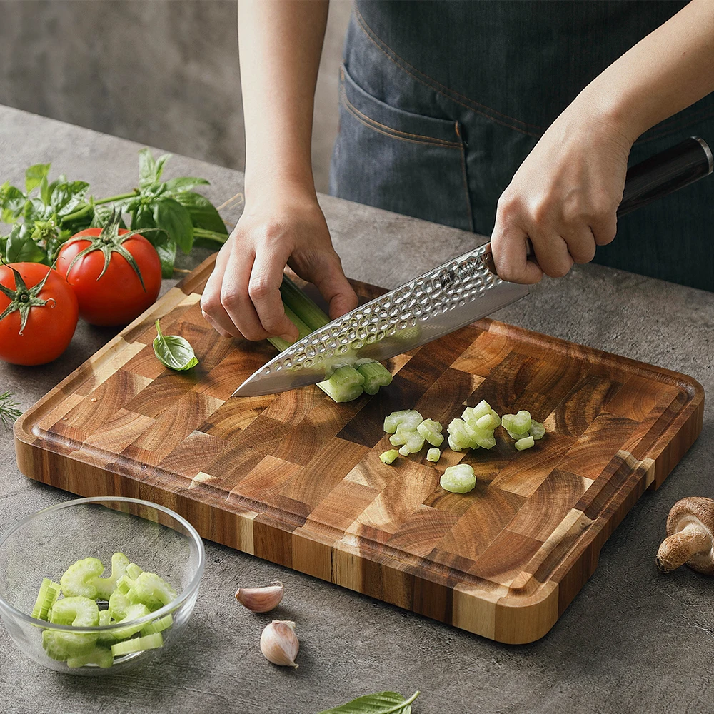 HEZHEN Cutting Board Premium Acacia Wood Splicing Kitchen Accessories Chopping Board Drain Water And Damp-proof Kitchen Tools 1