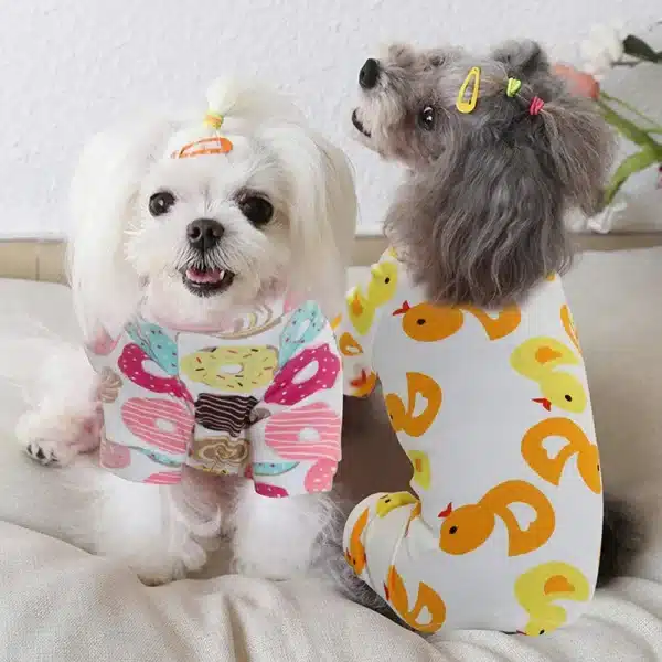 Pet Clothing Warm Cotton Dog Pajama Yellow Duck Soft Material Stretchable Dog Pajamas Onesie Pet Pjs Dogs Apparel for Small Dogs 5