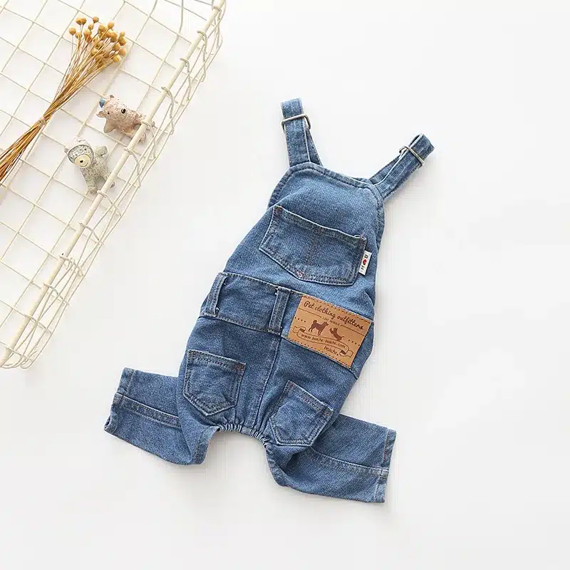 Fashion Pet Jean Overalls for Dogs Soft Denim French Bulldog Apparel Puppy Costumes for Small Medium Dogs Jeans Shirt Pant Sets 1