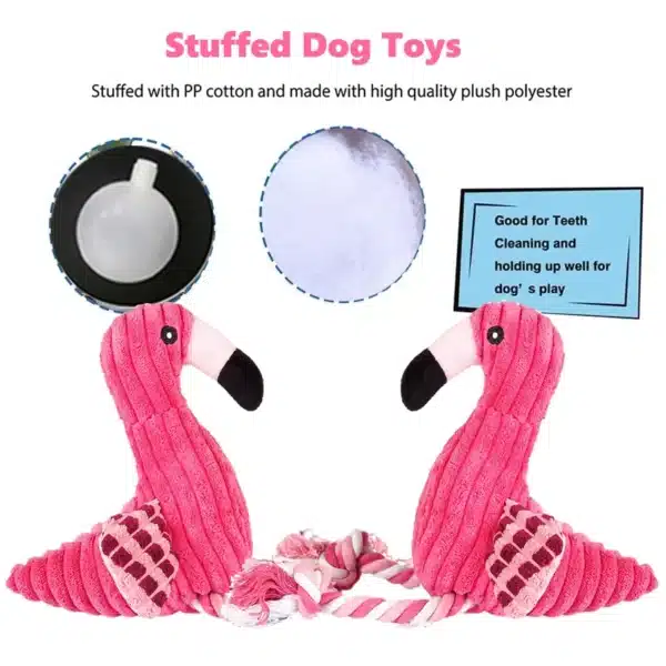 Cute Flamingo Plush Dog Toys Funny Interactive Squeaky Chew Ropes Toys For Small Large Pets Teeth Cleaning Supplies 4