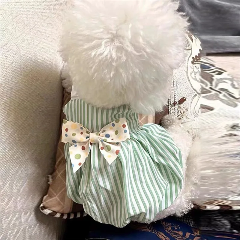 Dog Dresses for Small Dogs Girl Summer Puppy Clothes Outfit Apparel Female Cute Cat Skirt Dot Bow Stripe Pet Dress 1