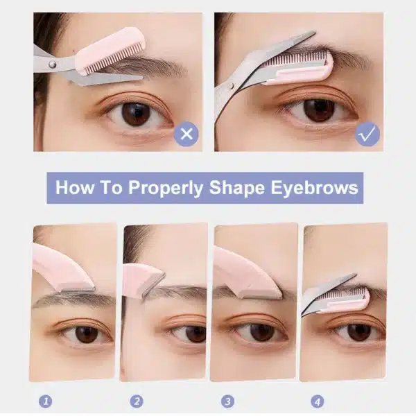 Newest Eyebrow Trimming Knife Eyebrow Face Razor For Women Professional Eyebrow Scissors Comb Brow Trimmer Scraper Accessories 5