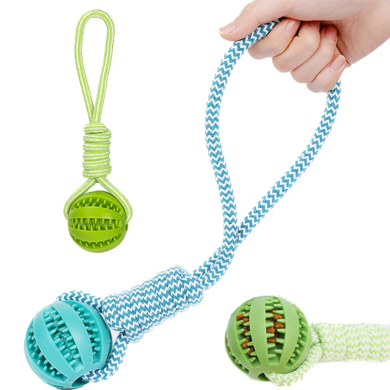 Dog Ball Toy with Rope Interactive Dog Rubber Leaking Balls Toy for Small Large Dogs Chewing Bite Resistant Toys Pet Tooth Clean 1