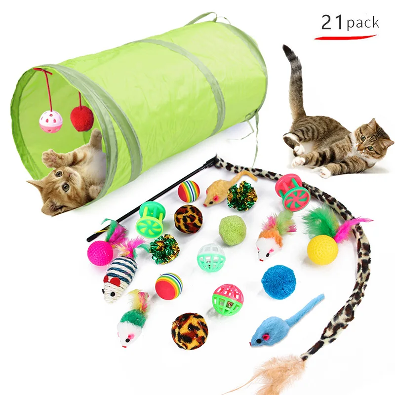 Kitten Toys Variety Pack-Pet Cat Toys Combination Set Cat Toy Funny Cat Stick Sisal Mouse Bell Ball Cat Supplies 1